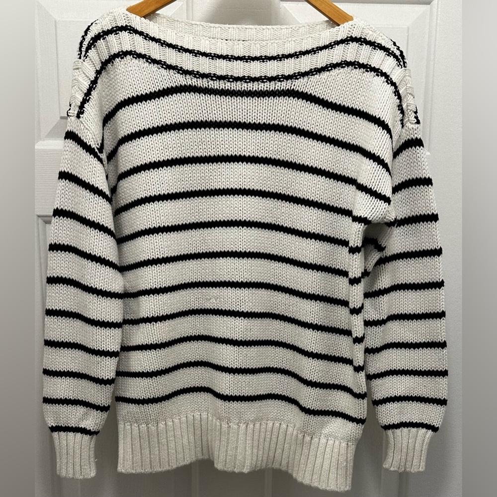 Sonoma Black and White Stripe Sweater Size Medium